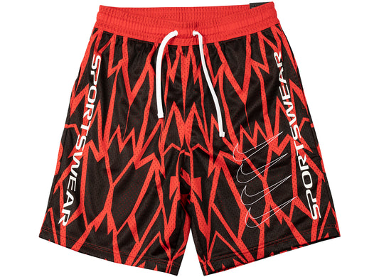 Nike Sportswear Mesh Shorts in Black / White / Red
