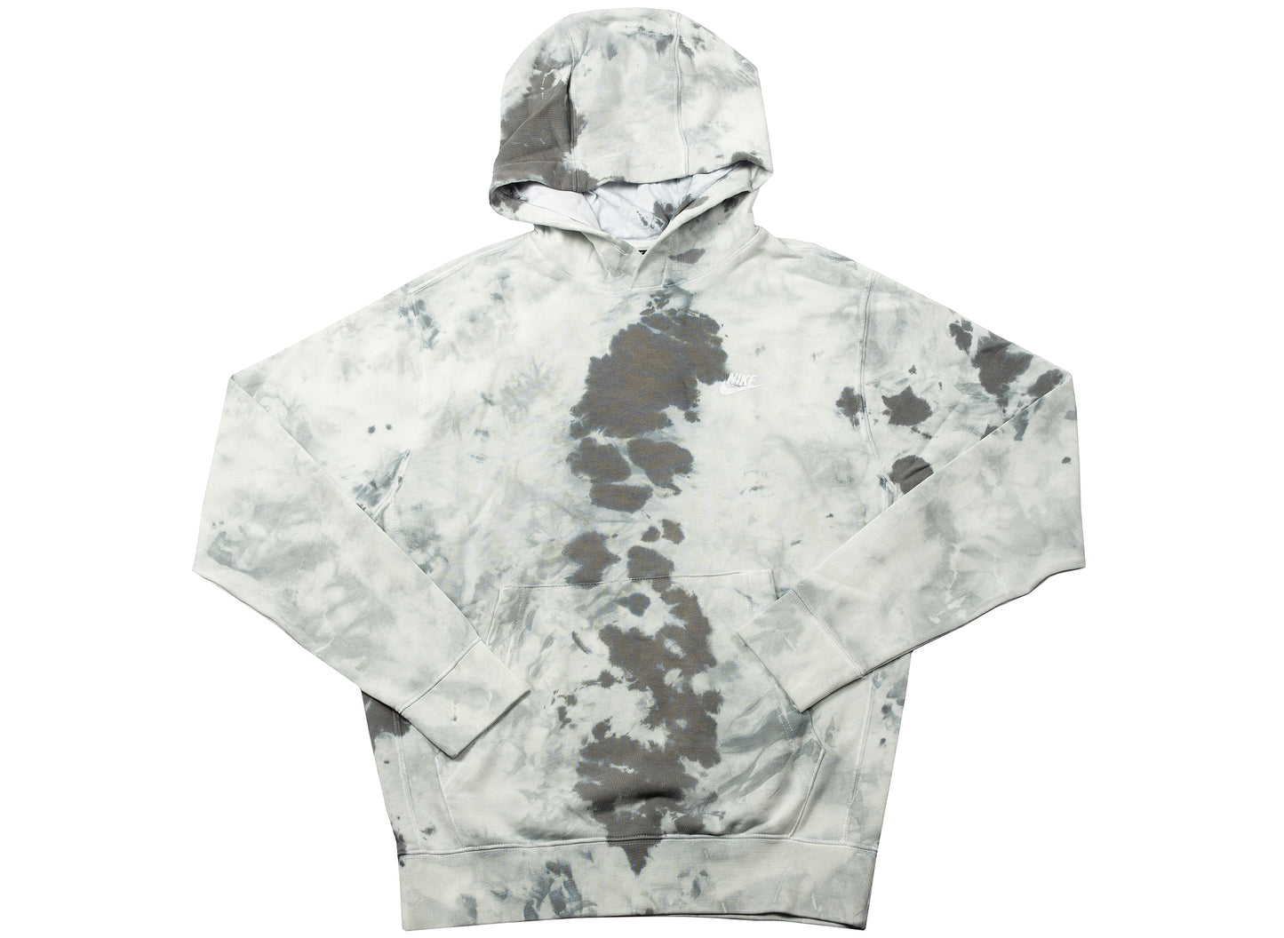 Nike Sportswear Pullover FT Dye Hoodie in Light Smoke Grey / White