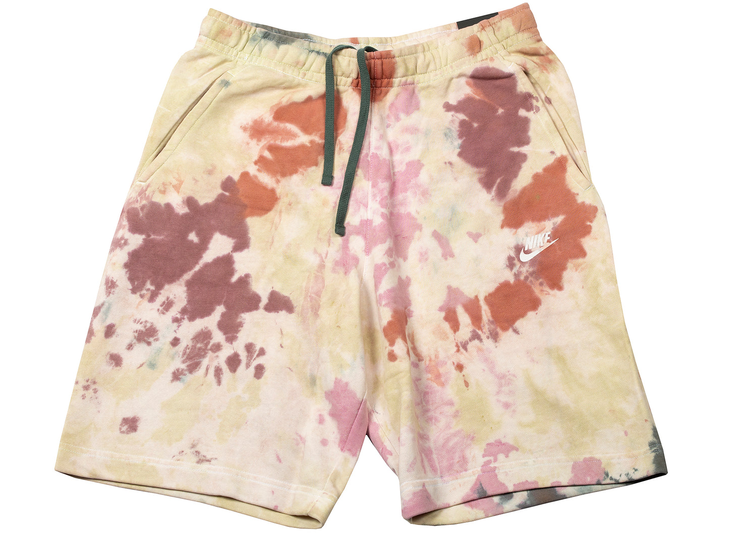 Nike Sportswear Shorts FT Dye in Dark Beetroot / Vintage Green / White