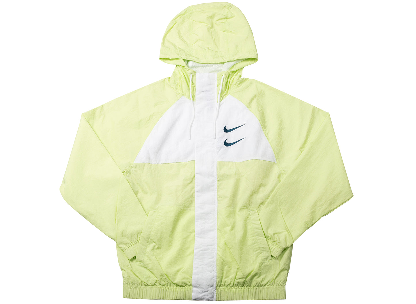 Nike Sportswear Swoosh Men's Woven Hooded Jacket in Barely Volt / White / Blue Force / Black