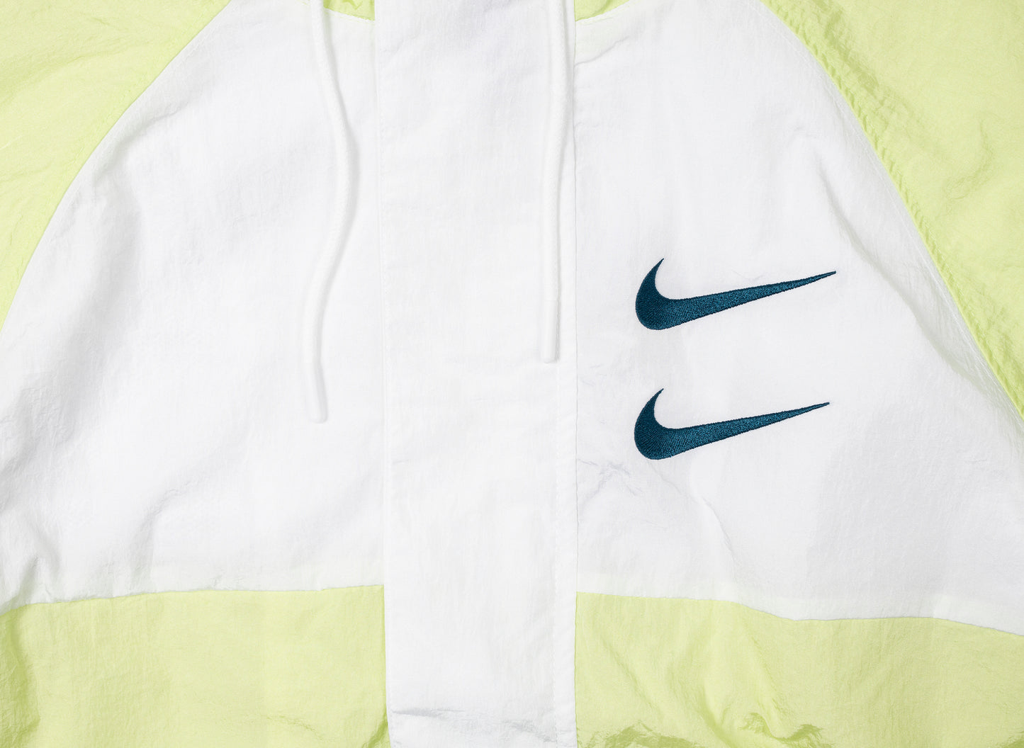 Nike Sportswear Swoosh Men's Woven Hooded Jacket in Barely Volt / White / Blue Force / Black