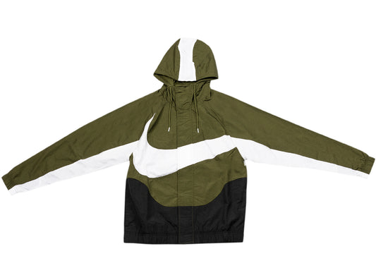 Nike Sportswear Swoosh Woven Jacket in Rough Green / Black / White
