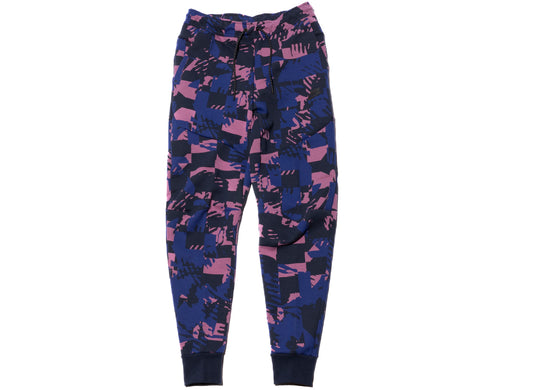 Nike Sportswear Tech Fleece AOP Joggers in Light Bordeaux / Obsidian / Black
