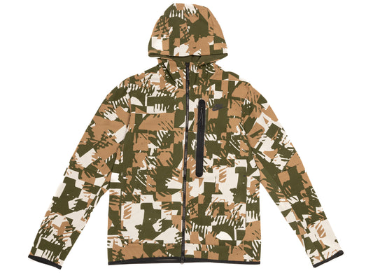 Nike Sportswear Tech Fleece Full Zip Hooded Jacket in Light Bone / Rough Green / Black