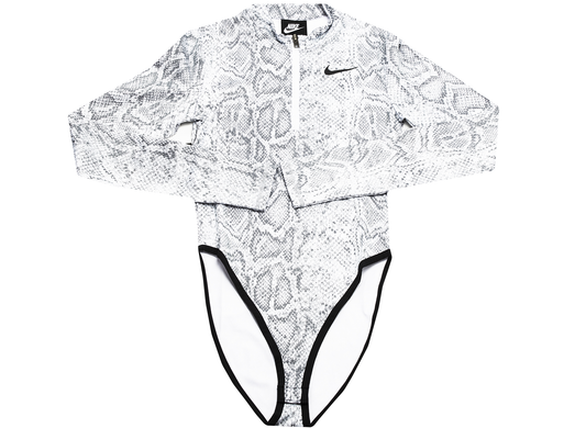 Nike Sportswear Women's Long-Sleeve Bodysuit in White / Black