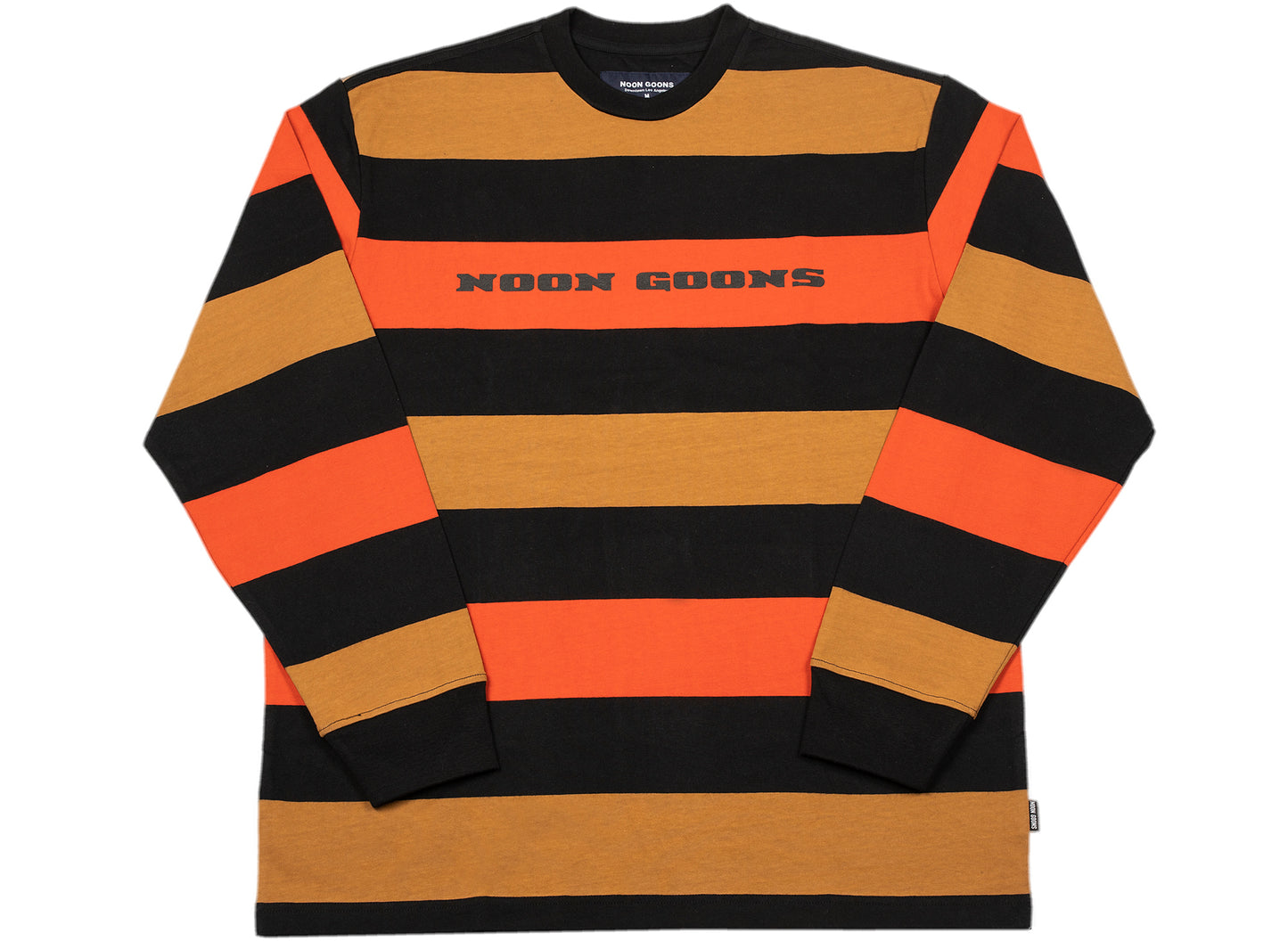 Noon Goons Stripe Here Long Sleeve Tee in Black / Khaki / Red