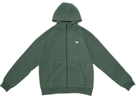 Paper Planes Full Zip Hoodie in Pine Green
