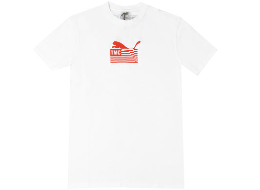 Puma TMC Hussle Tee in Puma White / High Risk Red