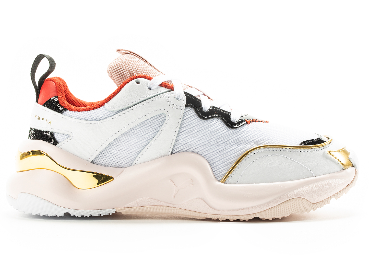 Puma x Charlotte Olympia Rise Women's Sneaker in White / Pink / Gold