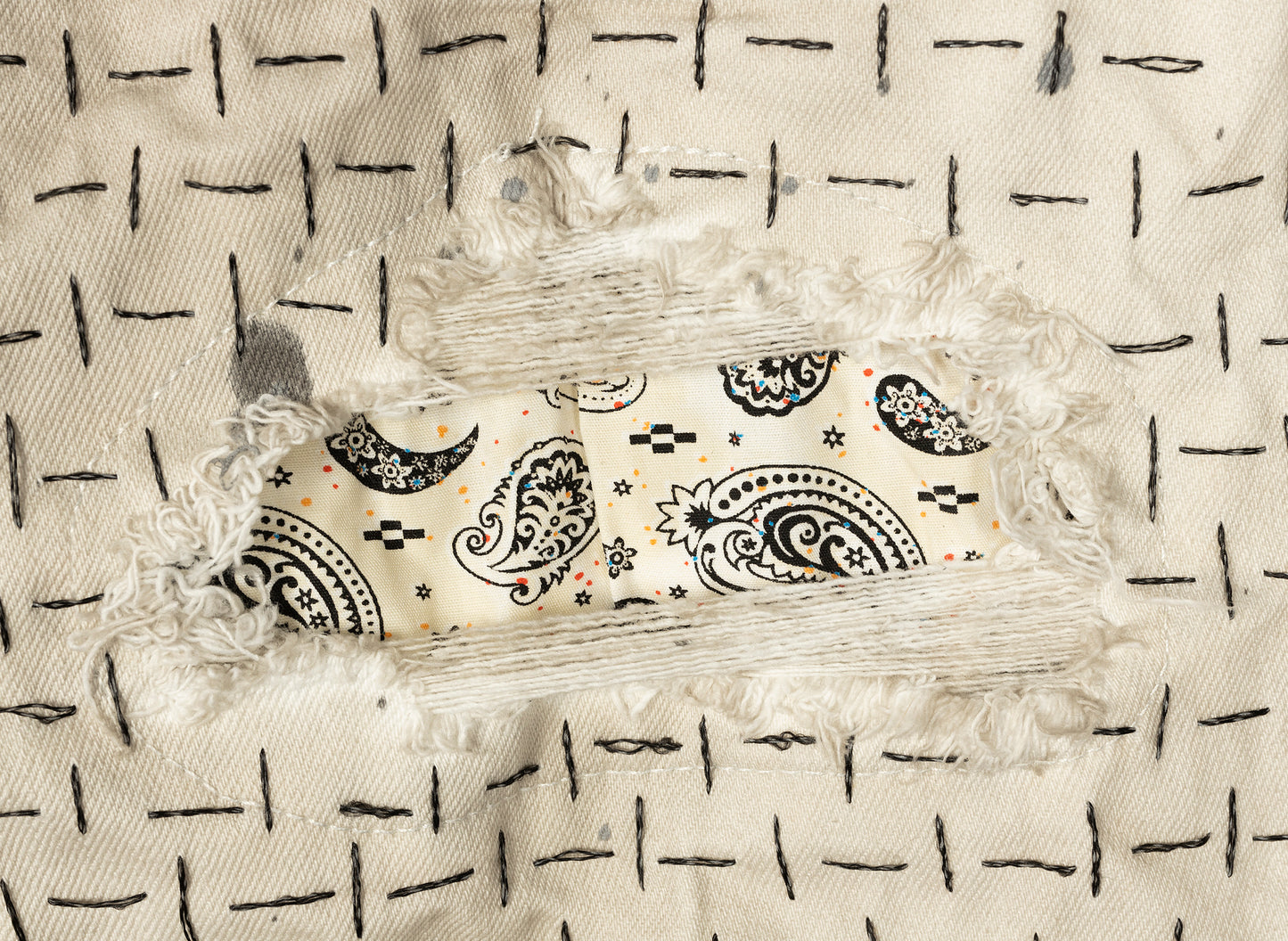 Purple Brand Bandana Print Patch Jeans in White