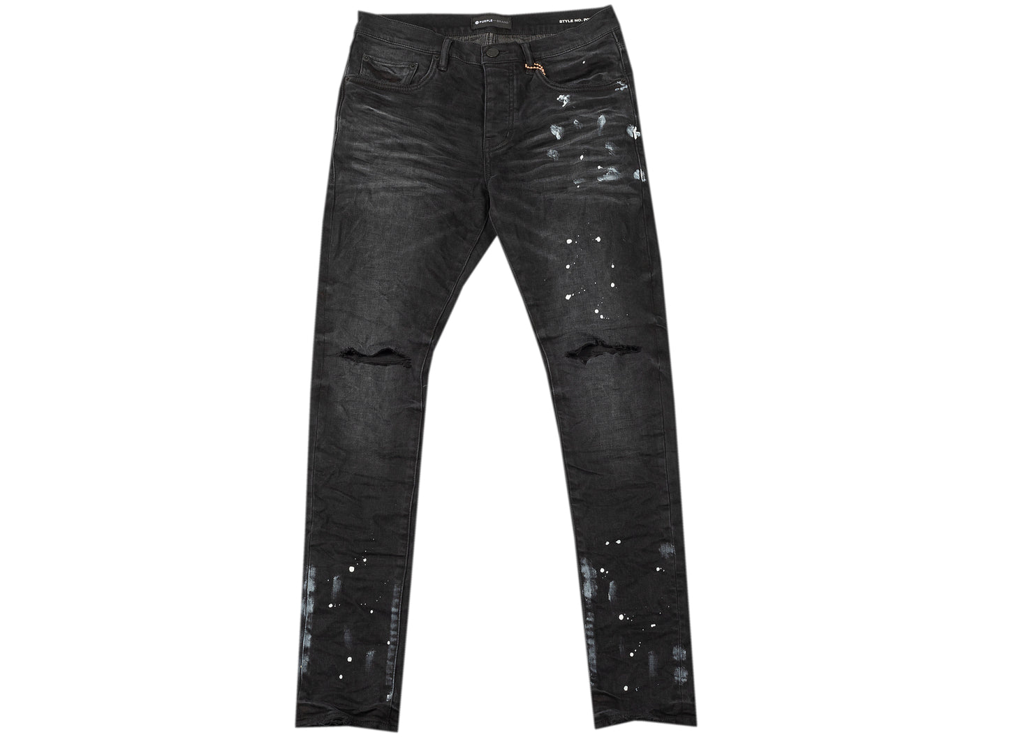 Purple Brand Black Resin Slit Knee Jeans