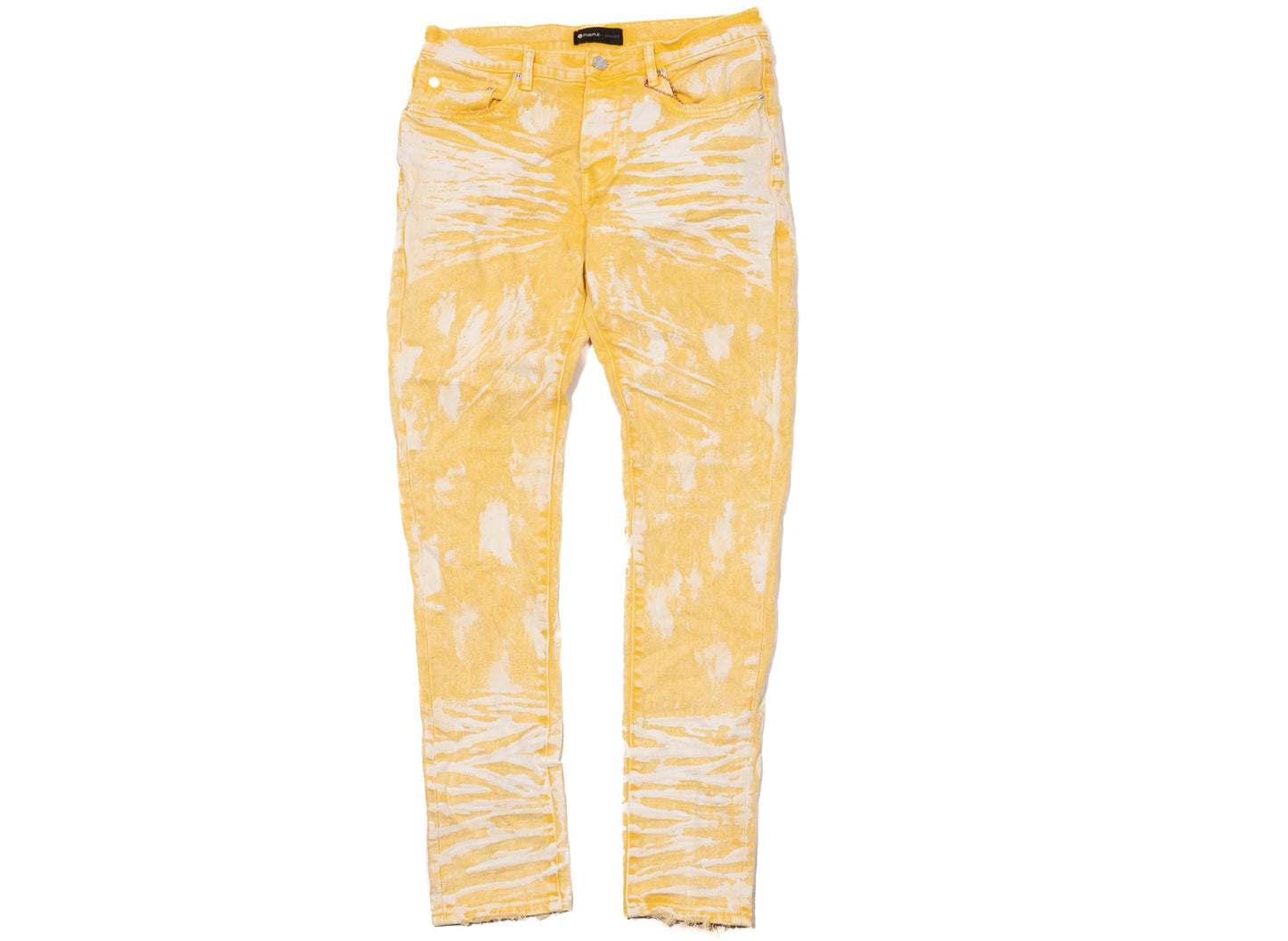 Pantalones vaqueros encerados duros de color amarillo brillante de la marca Purple