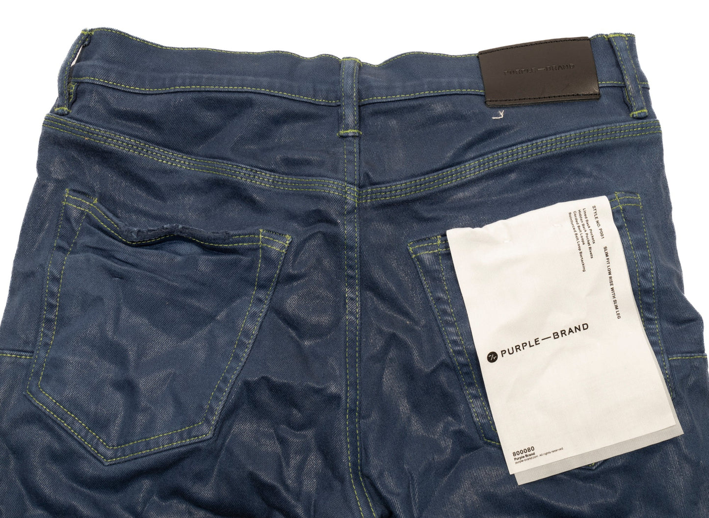Purple Brand Contrast Stitch Jeans in Deep Blue - view 2