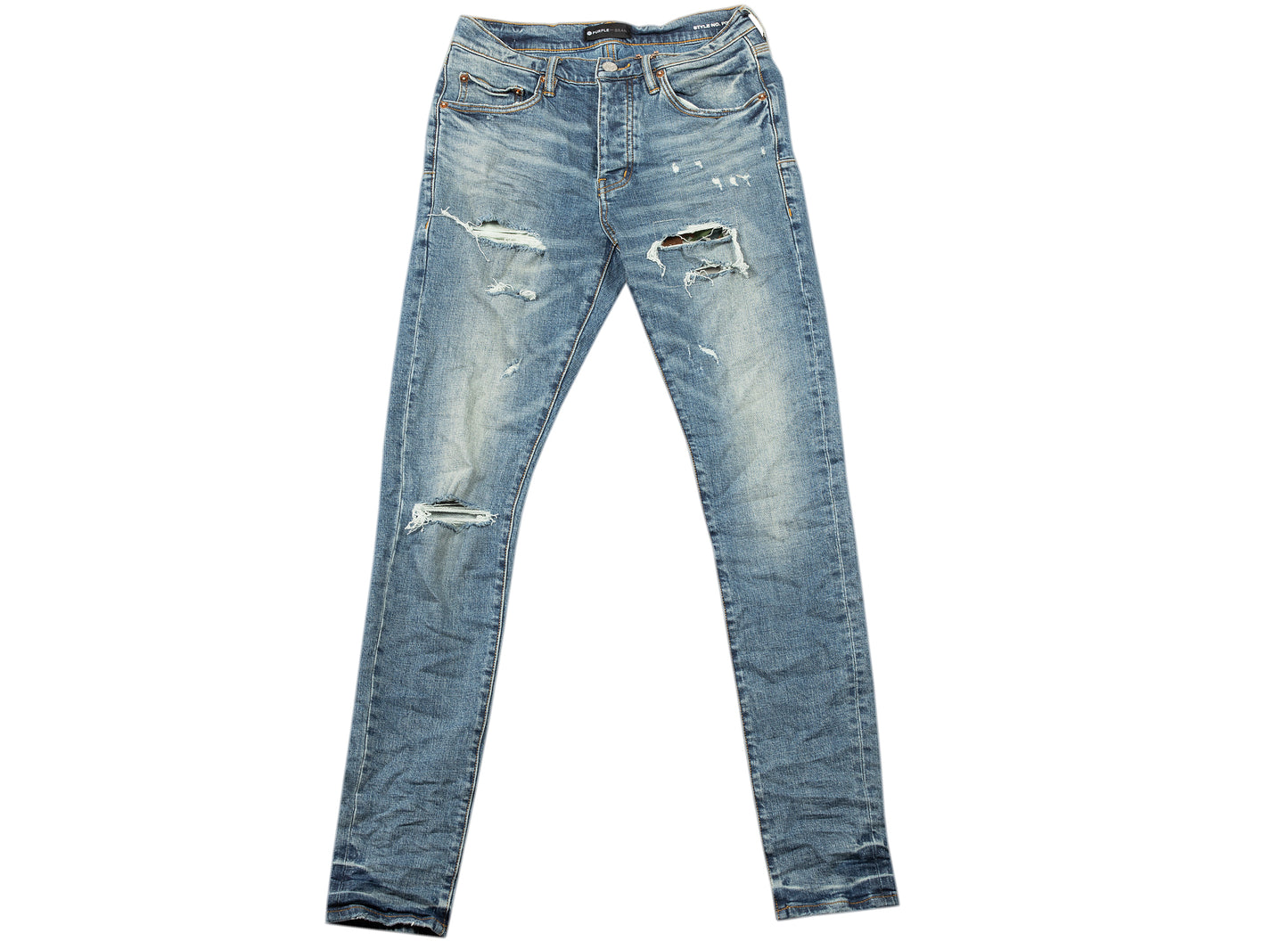 Jeans Purple Brand Indigo reflectantes reparados