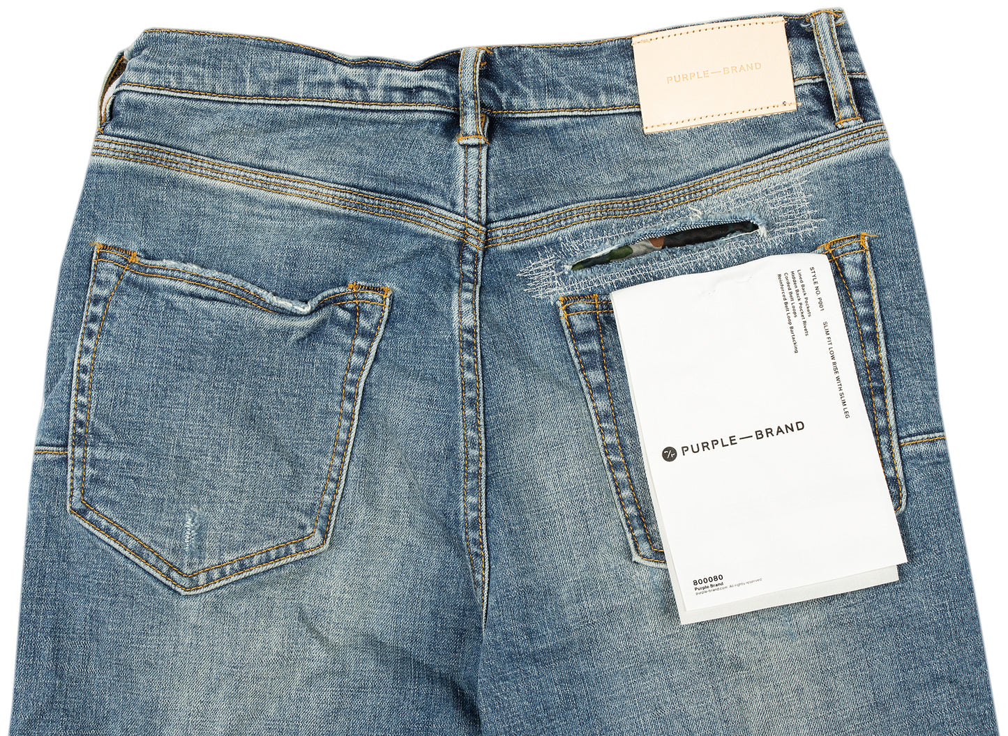 Jeans Purple Brand Indigo reflectantes reparados