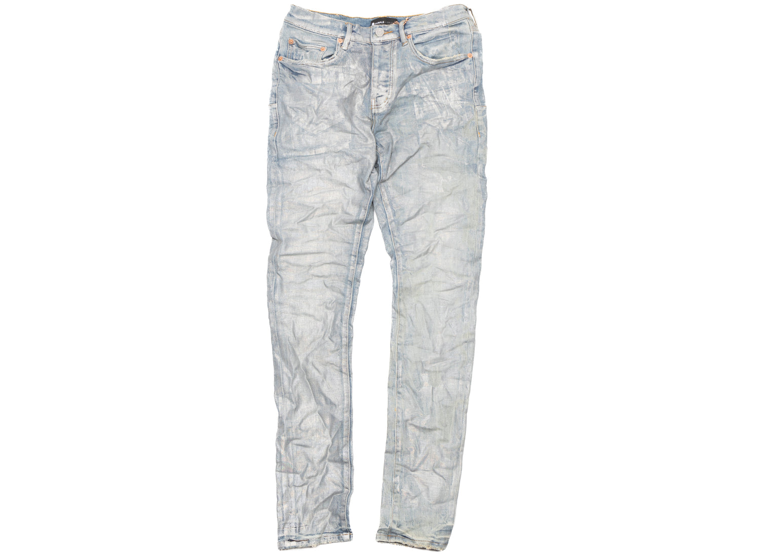 PURPLE-BRAND Iridescent Pearl Jeans in Light Indigo / Iridescent Pearl