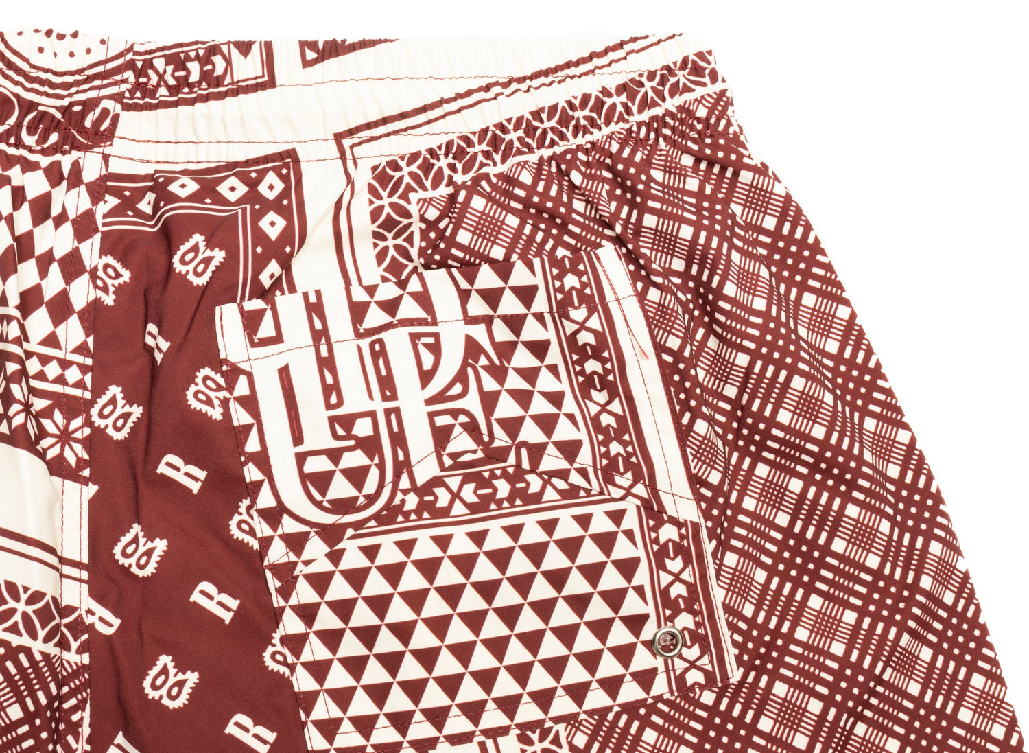 Rhude Card Swim Shorts in Maroon / White - view 2