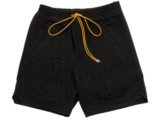 Rhude Embroidered Twill Logo Shorts in Black