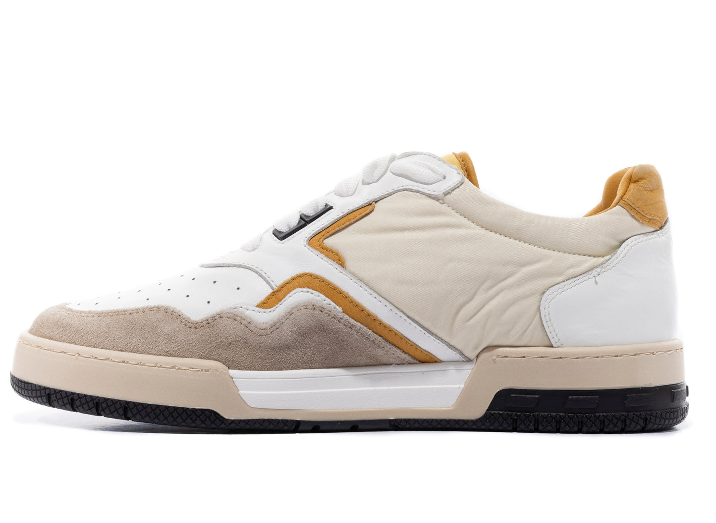 Rhude Racing Sneaker in White / Mustard / Beige