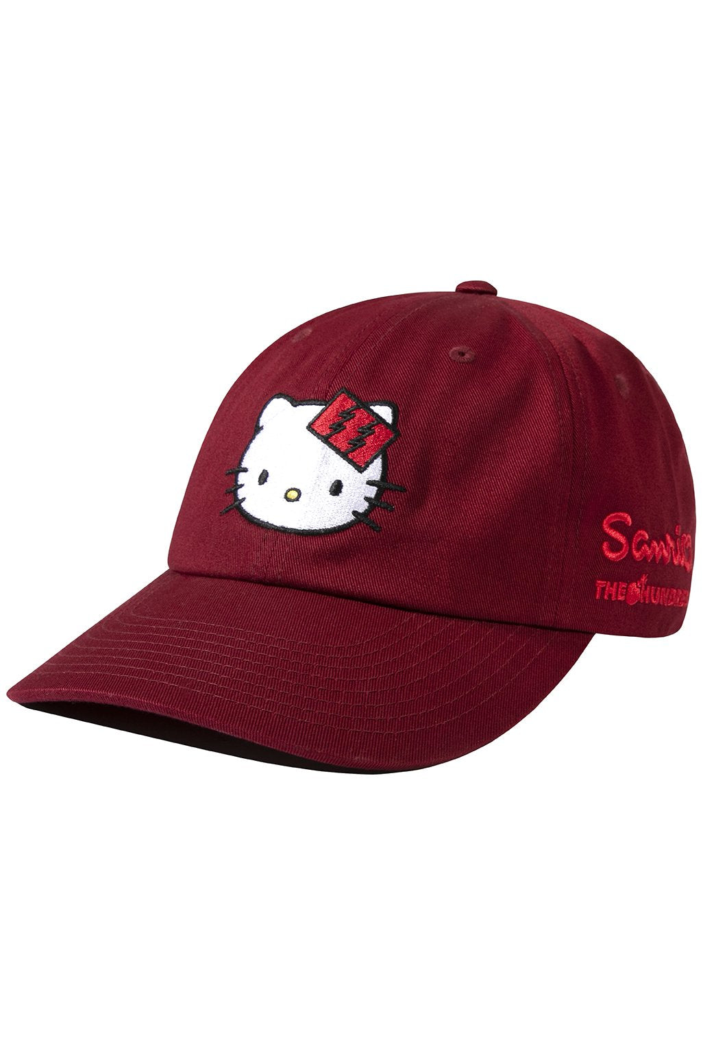 Gorra Dad Hat Hello Kitty de The Hundreds x Sanrio en borgoña