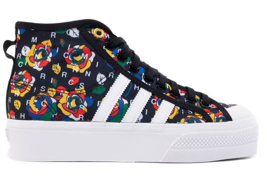 Women's Adidas Nizza Platform Mid in Core Black / Flat White