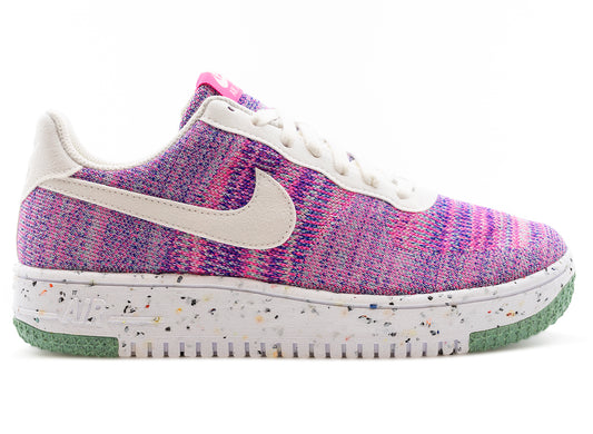 Women's Nike Air Force 1 Crater Flyknit in Fuchsia Glow / White / Pink Blast / Green Glow