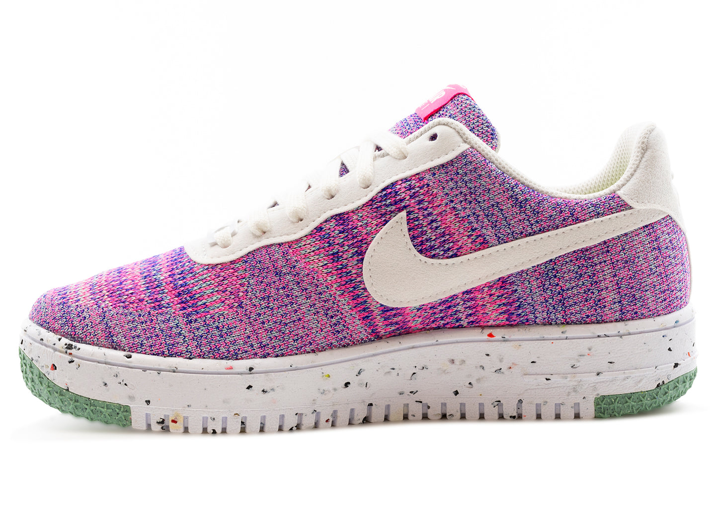 Women's Nike Air Force 1 Crater Flyknit in Fuchsia Glow / White / Pink Blast / Green Glow