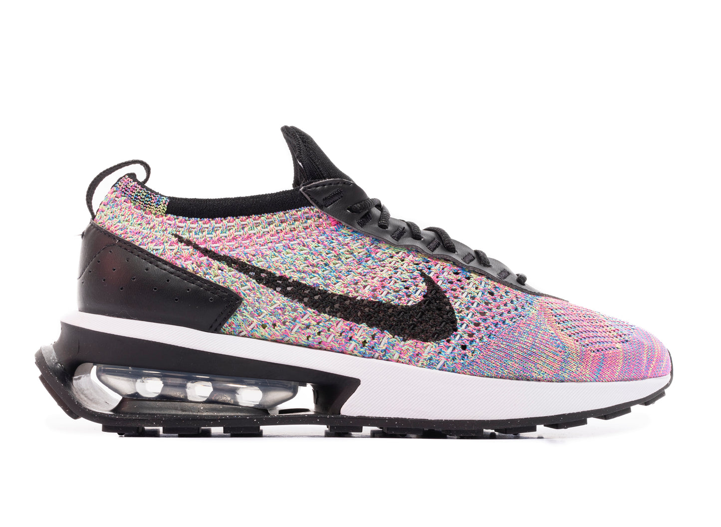 Women's Nike Air Max Flyknit Racer in Ghost Green / Black / Pink Blast / Photo Blue