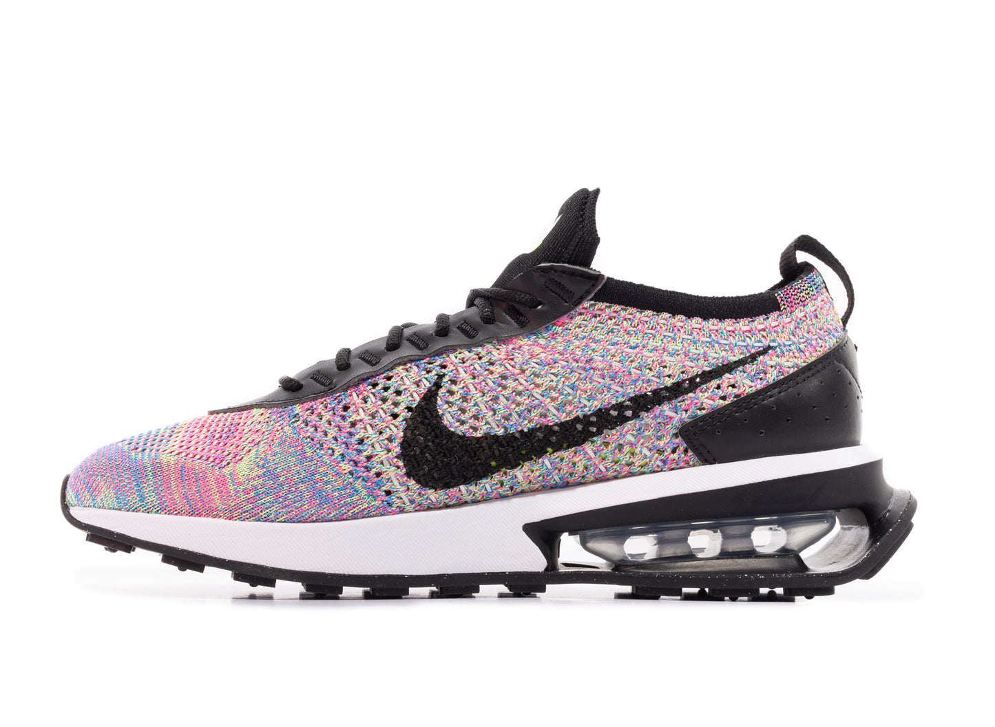 Women's Nike Air Max Flyknit Racer in Ghost Green / Black / Pink Blast / Photo Blue