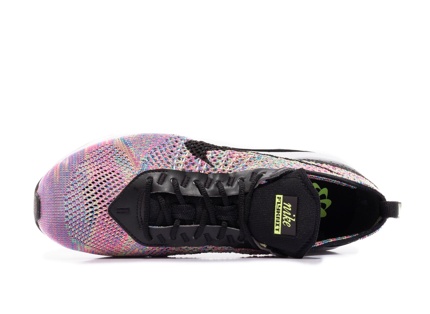Women's Nike Air Max Flyknit Racer in Ghost Green / Black / Pink Blast / Photo Blue