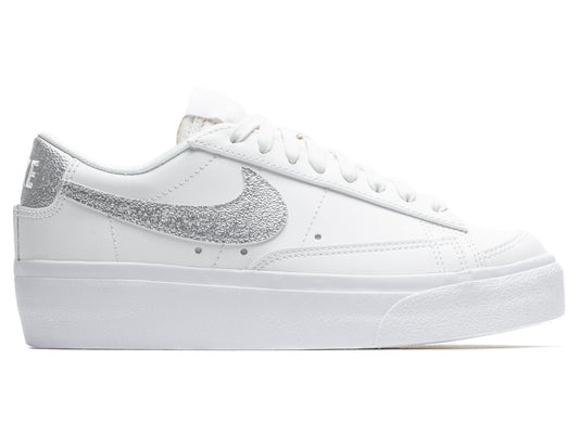 Women's Nike Blazer Low Platform in Summit White / Metallic Silver / Sail / White