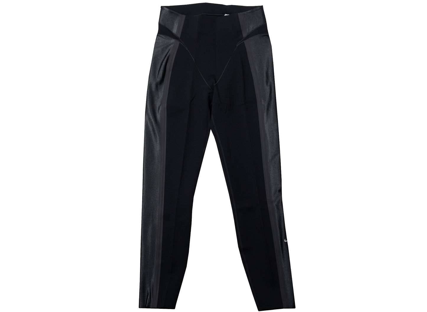 Women's Nike BTQ Layered Tights in Black / Metallic Silver