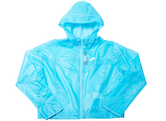 Women's Nike NSW Windrunner Transparent Jacket in Baltic Blue / White