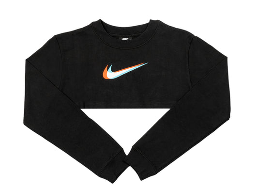 Women's Nike Sportswear Crop Print Long Sleeve in Black / White