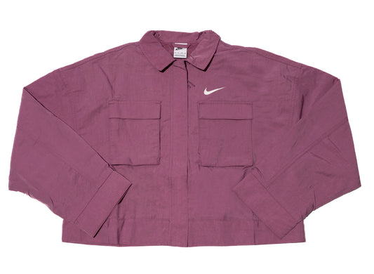 Women's Nike Sportswear Essentials Woven Jacket in Light Bordeaux / White