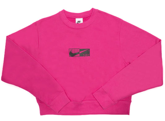 Women's Nike Sportswear GFX Fleece Tech Crewneck in Active Pink / Black