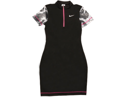 Women's Nike Sportswear Patchwork S/S Dress in Black / Active Pink / White
