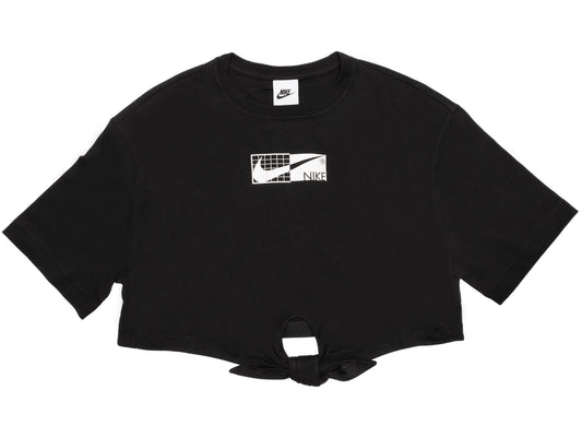 Women's Nike Sportswear S/S Tech Tie Top in Black / White