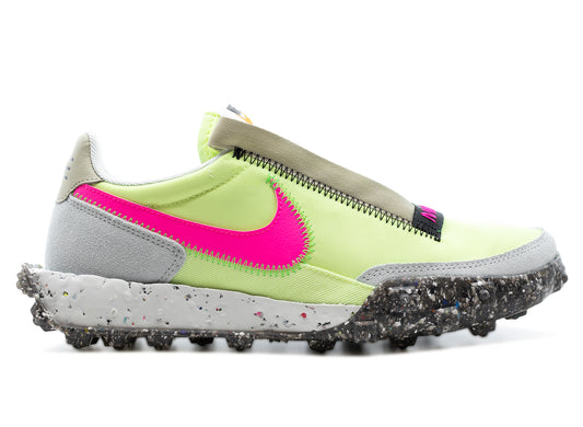 Women's Nike Waffle Racer Crater in Barely Volt / Pink Blast